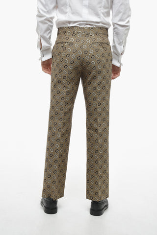 Cotton Blend Chinos Pants with Monogram Motif