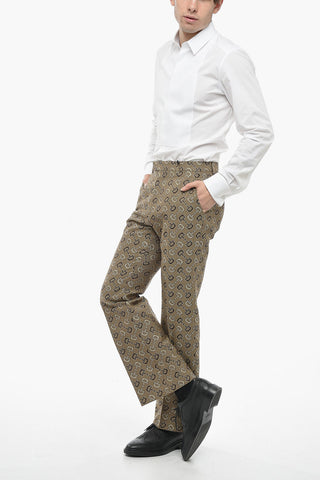 Cotton Blend Chinos Pants with Monogram Motif