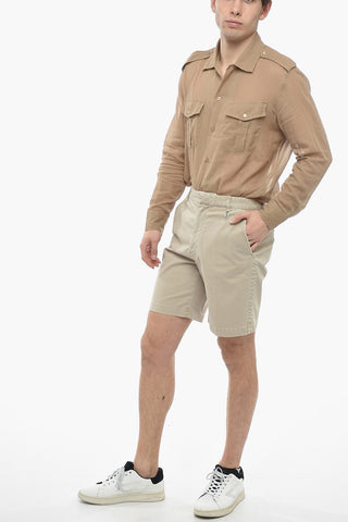 4 Pocket Cotton Shorts with Embroidered Logo