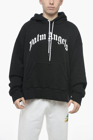 Brushed Cotton Hoodie Sweatshirt with Logo Print
