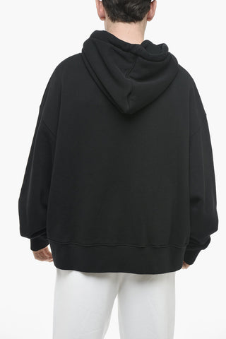 Brushed Cotton Hoodie Sweatshirt with Logo Print