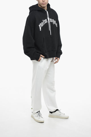 Brushed Cotton Hoodie Sweatshirt with Logo Print