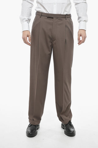 Pantaloni in Lana Regular Fit con Risvolto