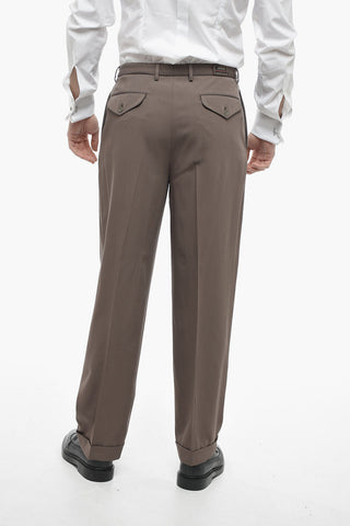 Pantaloni in Lana Regular Fit con Risvolto
