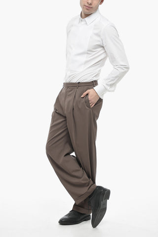 Pantaloni in Lana Regular Fit con Risvolto