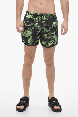 Plant-Motif Swim Shorts