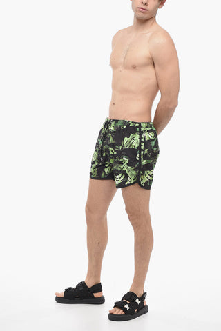 Plant-Motif Swim Shorts