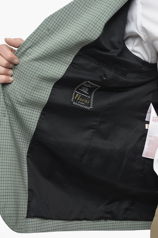 Single-breasted Stretch Virgin Wool Blazer with Pin Check Motif