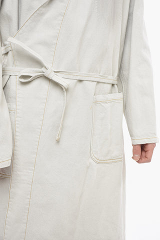 UNISEX MM1 Cappotto Trench in Denim con Cintura in Vita
