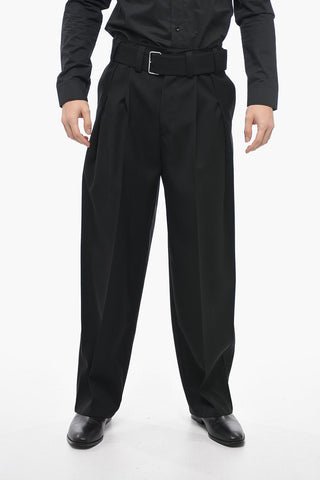 Pantaloni in Lana a 2 Pinces con Cintura