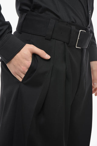 Pantaloni in Lana a 2 Pinces con Cintura