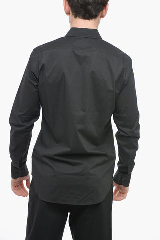 Popeline Cotton Shirt with Spread Collar