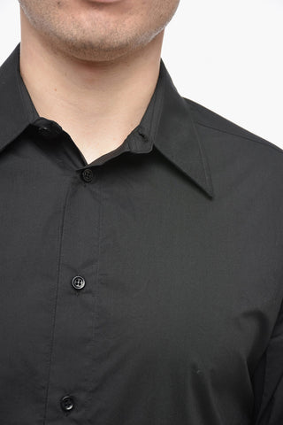 Popeline Cotton Shirt with Spread Collar