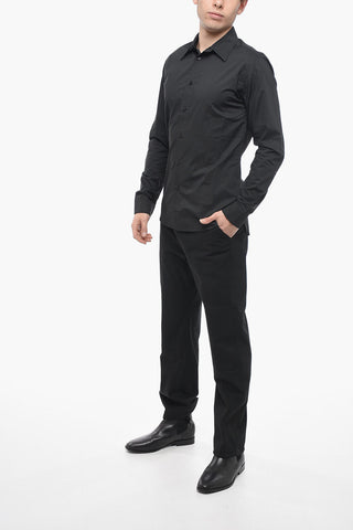 Popeline Cotton Shirt with Spread Collar