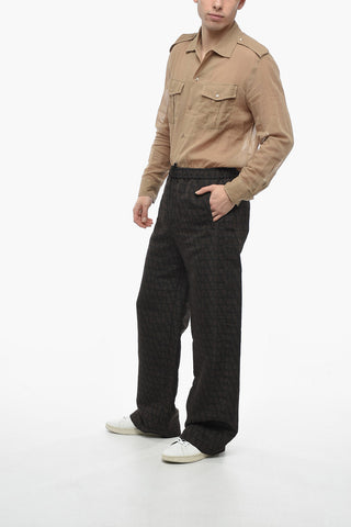 Silk Joggers with All-Over Logo Print