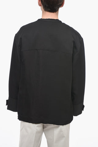 Silk Blend Blouse with Korean Collar