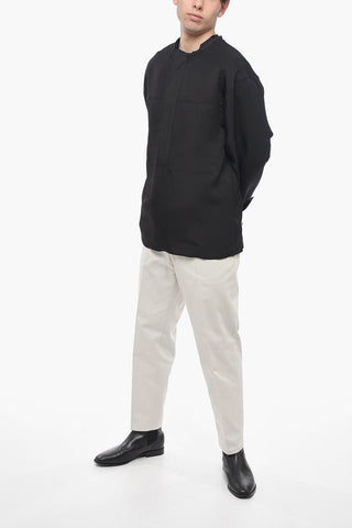 Silk Blend Blouse with Korean Collar