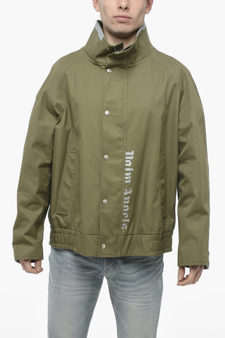 Turtleneck Bomber Jacket with Reflective Logo Print