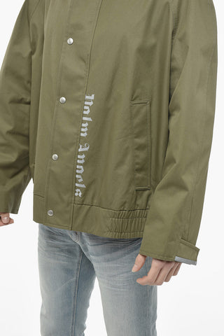 Turtleneck Bomber Jacket with Reflective Logo Print