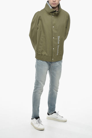 Turtleneck Bomber Jacket with Reflective Logo Print