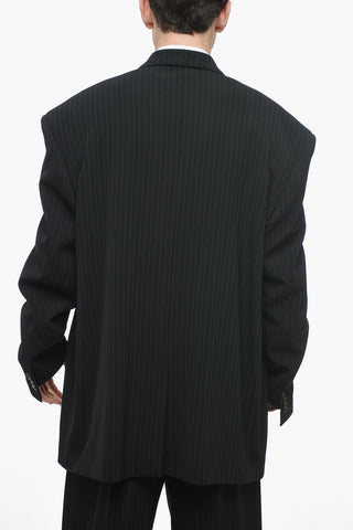 UNISEX GRANDE-ROBE Oversized Pinstriped Blazer with Padded Shoulders