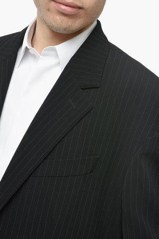 UNISEX GRANDE-ROBE Oversized Pinstriped Blazer with Padded Shoulders