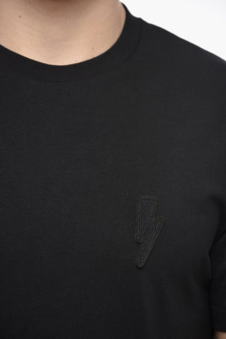 T-shirt Girocollo METAL THREAD THUNDERBOLT  Slim Fit in Cotone con Ricamo