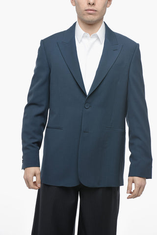 Blazer in Misto Lana Hopsack con Rever a Lancia