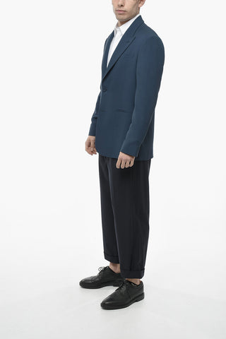 Blazer in Misto Lana Hopsack con Rever a Lancia