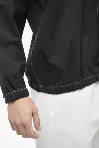 Overshirt in Lana Vergine con Cuciture a Vista e Fondo Elastico