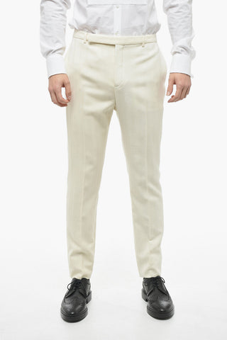 Wool Tapered-fit Pants with Striped Pattern