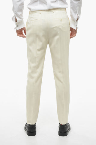 Wool Tapered-fit Pants with Striped Pattern
