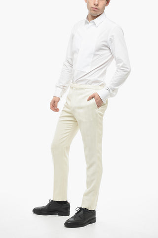 Wool Tapered-fit Pants with Striped Pattern