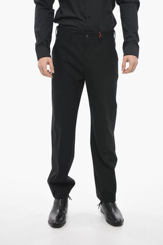 Cotton Pants with Martingales and Drawstringed Ankle
