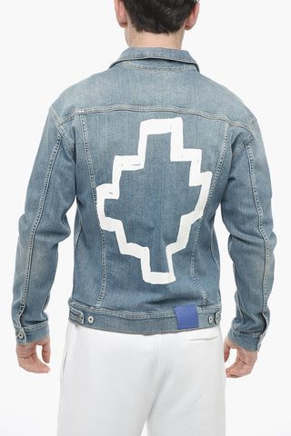 Giubbotto in Denim con Stampa Logo sul Retro