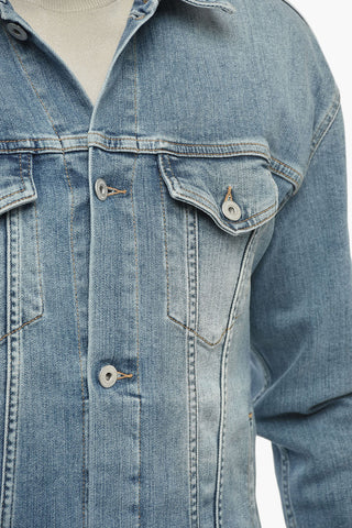 Giubbotto in Denim con Stampa Logo sul Retro