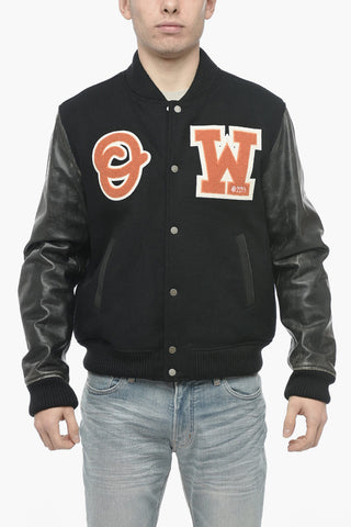 OW PATCH LEATH SLEEVE VARSITY BLACK ORAN
