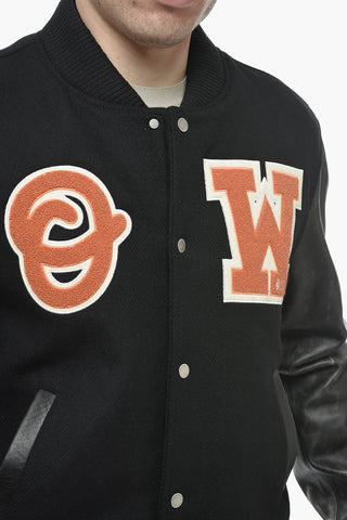 OW PATCH LEATH SLEEVE VARSITY BLACK ORAN