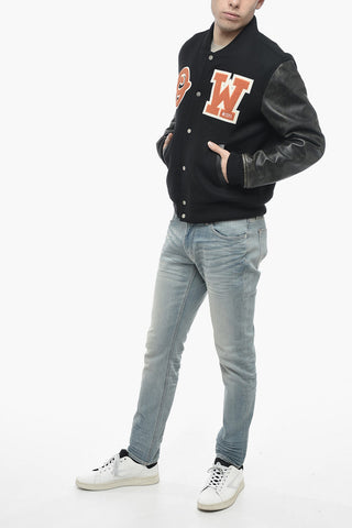 OW PATCH LEATH SLEEVE VARSITY BLACK ORAN