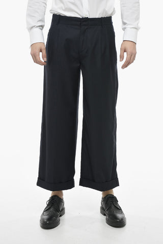 Cropped Virgin Wool Trousers with Cuffs