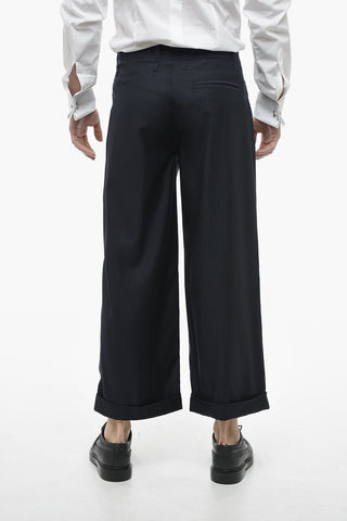 Cropped Virgin Wool Trousers with Cuffs