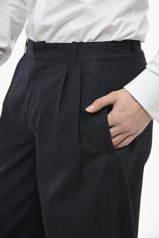 Cropped Virgin Wool Trousers with Cuffs