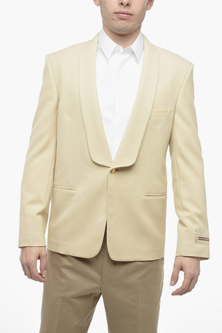 Blazer in Twill di Lana con Rever a Scialle