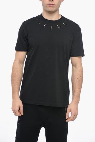 Crew Neck BRODERIE ANGLAISE Slim Fit T-Shirt