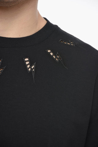 Crew Neck BRODERIE ANGLAISE Slim Fit T-Shirt
