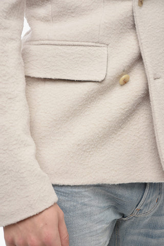 Wool Blend BOILED Double Breasted Jacket with Flap Pockets