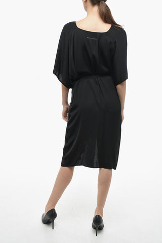 MM6 Viscose Midi Dress with Front Lace-up Detail