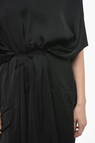 MM6 Viscose Midi Dress with Front Lace-up Detail