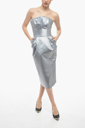 MM1 Satin Sheath Dress with Draping