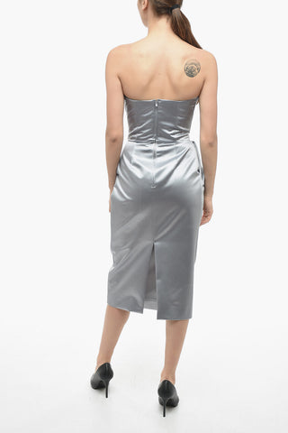 MM1 Satin-Etuikleid mit Drapierung